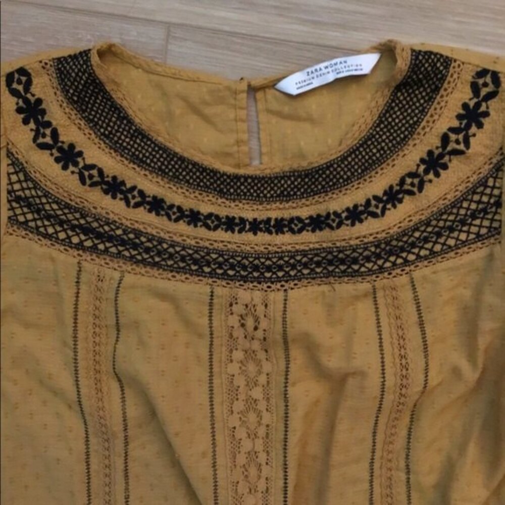 Zara Embroidered Boho Blouse S - Picture 3 of 7